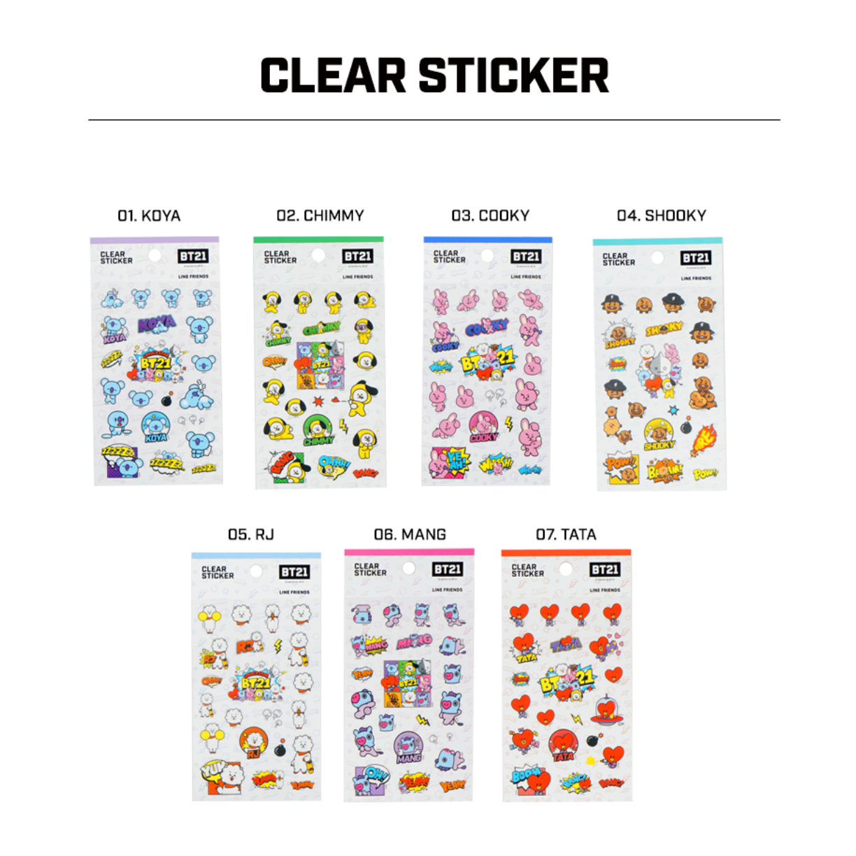 BT21 CLEAR STICKER (PART2)