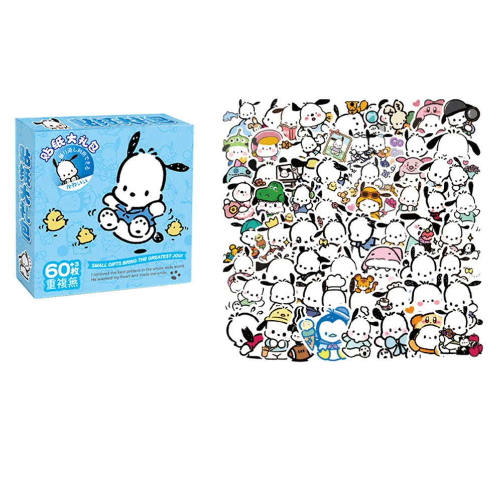 Sanrio Sticker Pack 60pcs(Hello Kitty, Kuromi, My melody, Cinamoroll, Pompompurin)