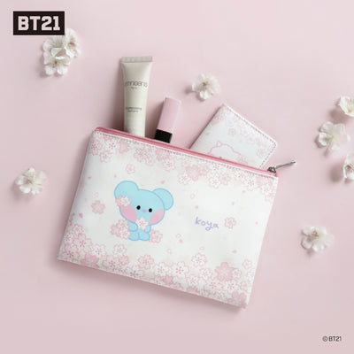 BT21 Minini Cherry Blossom Flat PU Pouch