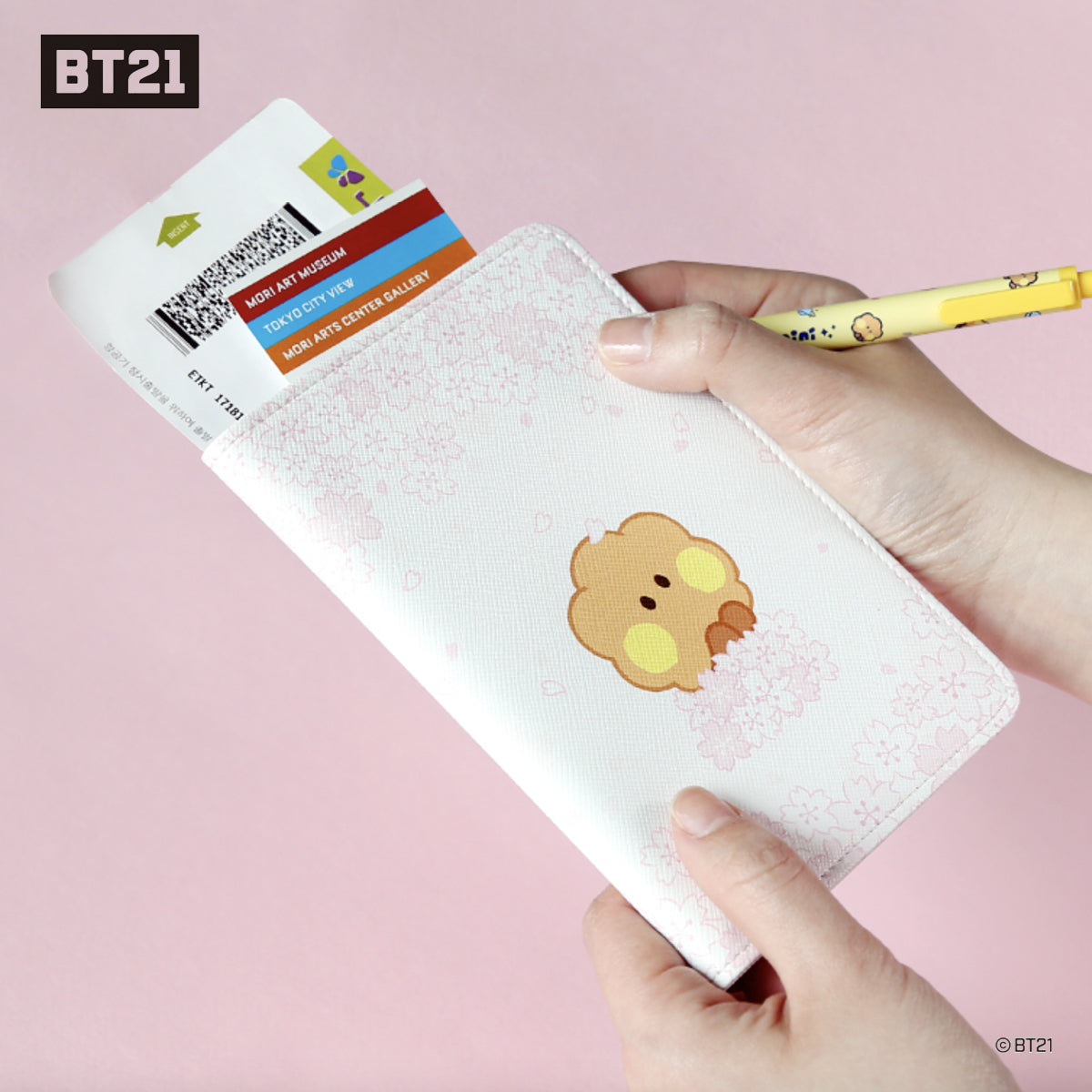 BT21 Minini Cherry Blossom Passport Case