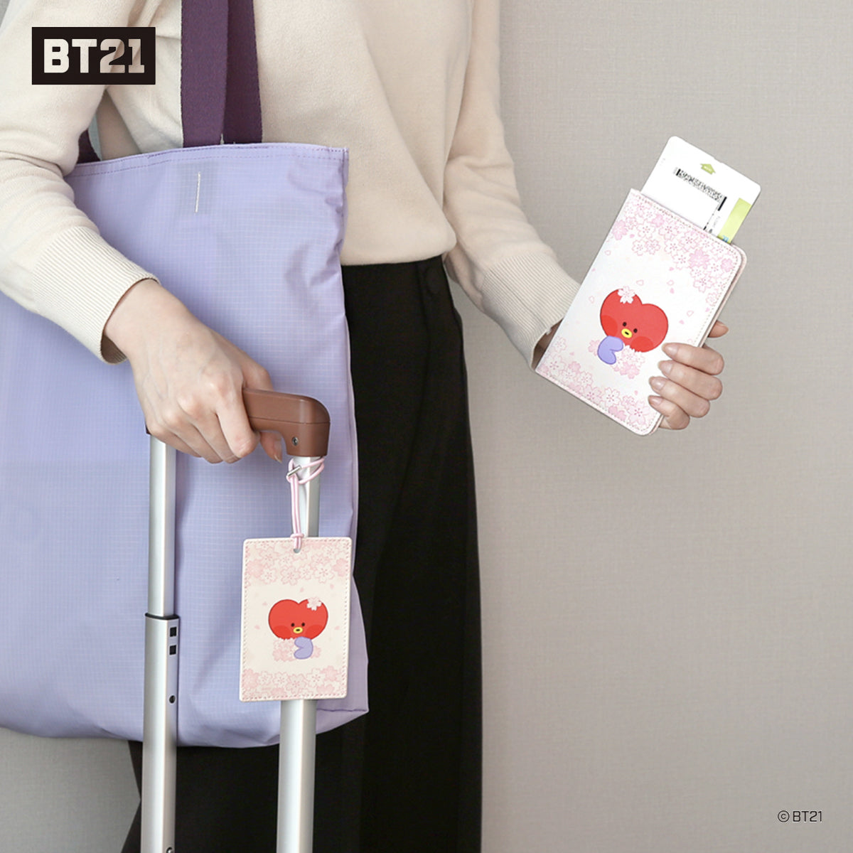 BT21 Minini Cherry Blossom Passport Case