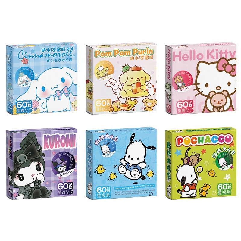 Sanrio Sticker Pack 60pcs(Hello Kitty, Kuromi, My melody, Cinamoroll, Pompompurin)