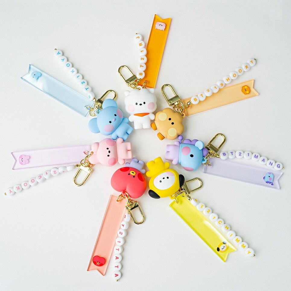 BT21 MININI FIGURE KEY RING WITH ALPHABET STICKER